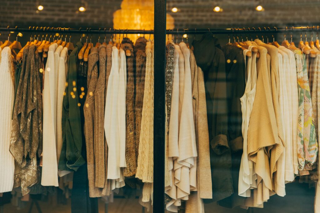 Clothing on rails in the Fashion Star studio