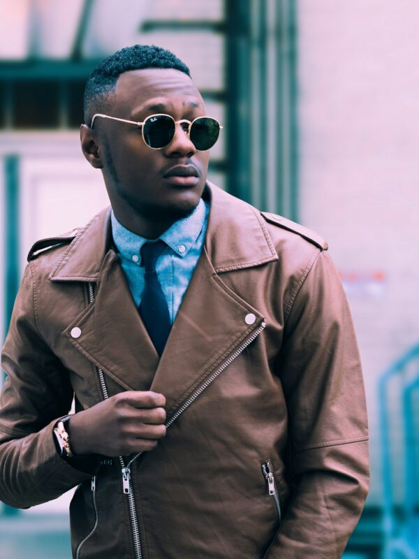Leather Biker Jacket in Tan