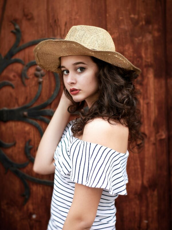 Striped Bardot Top in Navy Stripe