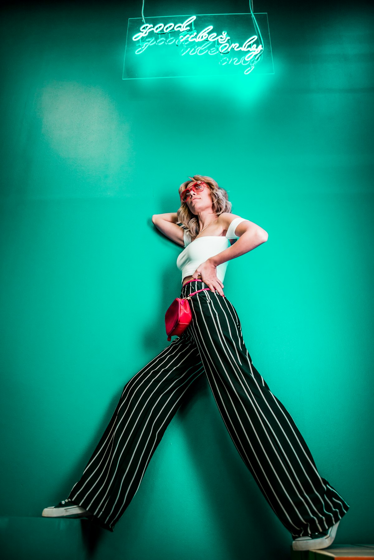 Striped Wide-Leg Trousers in Black and White