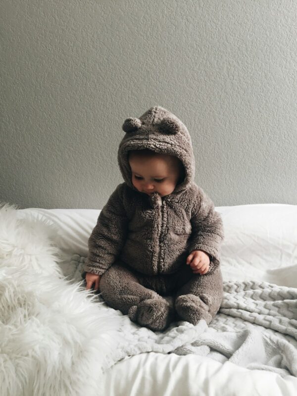 Baby Bear Fleece Onesie in Mocha