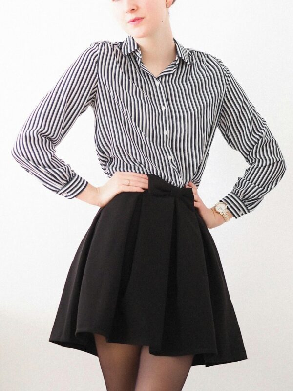 Pleated Skater Skirt in Black